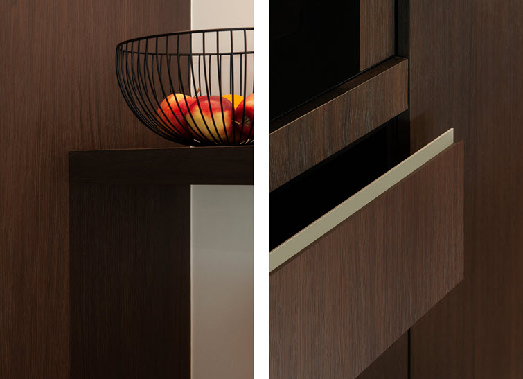 Kitchen cabinets and shelving in scratch free Master Oak